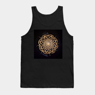 Flower of life mandala gold on black Tank Top